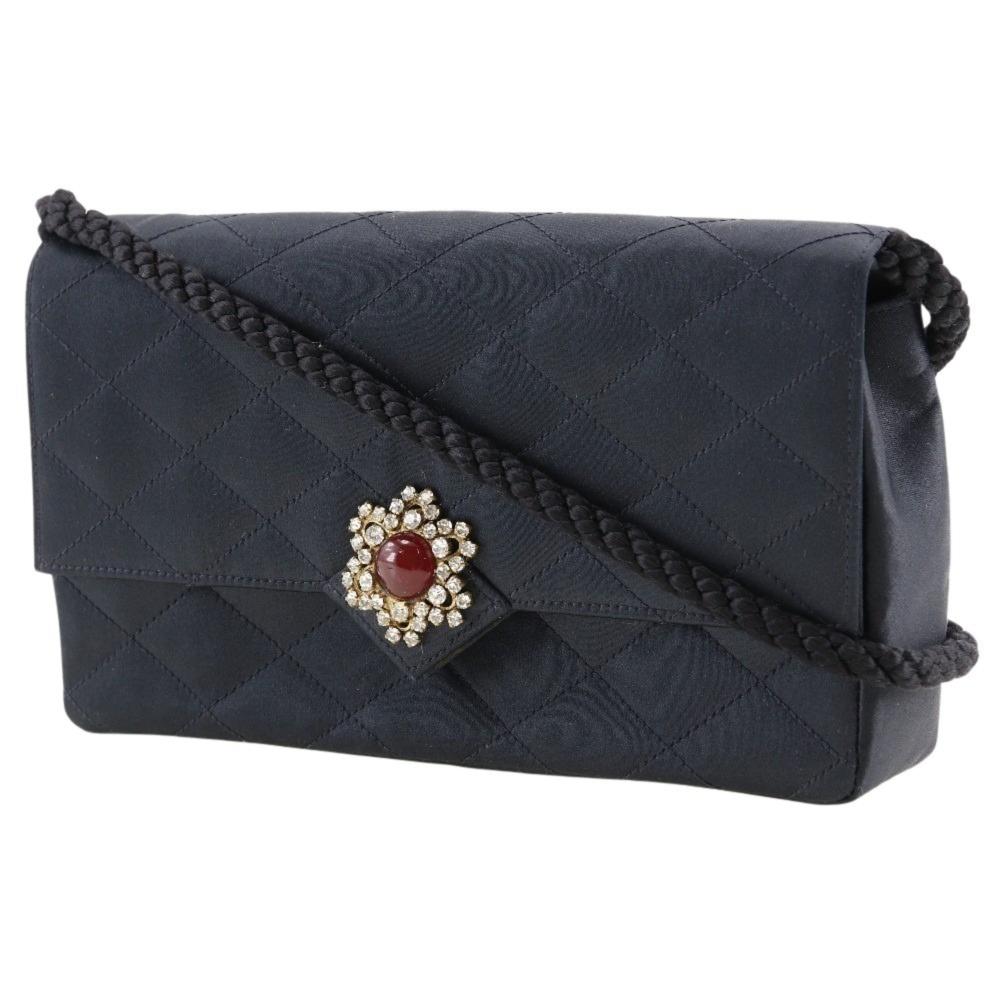 Black Satin Chanel Shoulder Bag