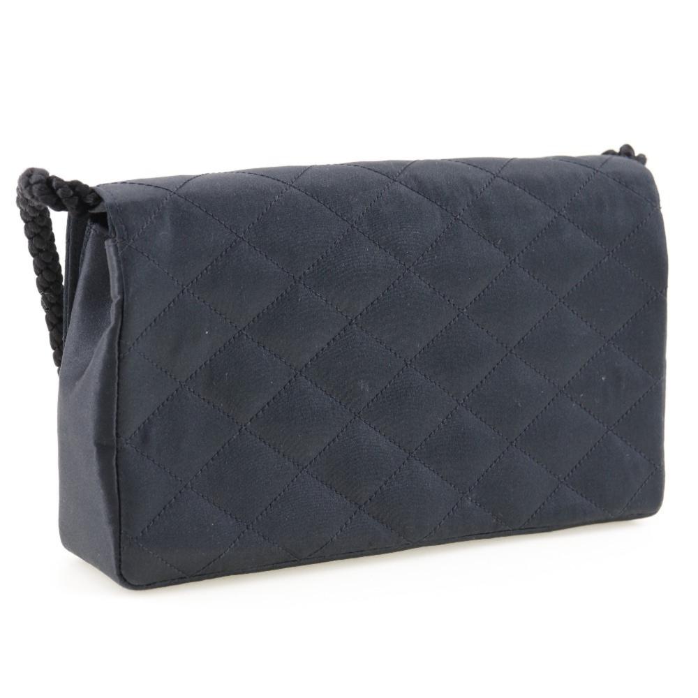 Black Satin Chanel Shoulder Bag
