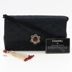 Black Satin Chanel Shoulder Bag