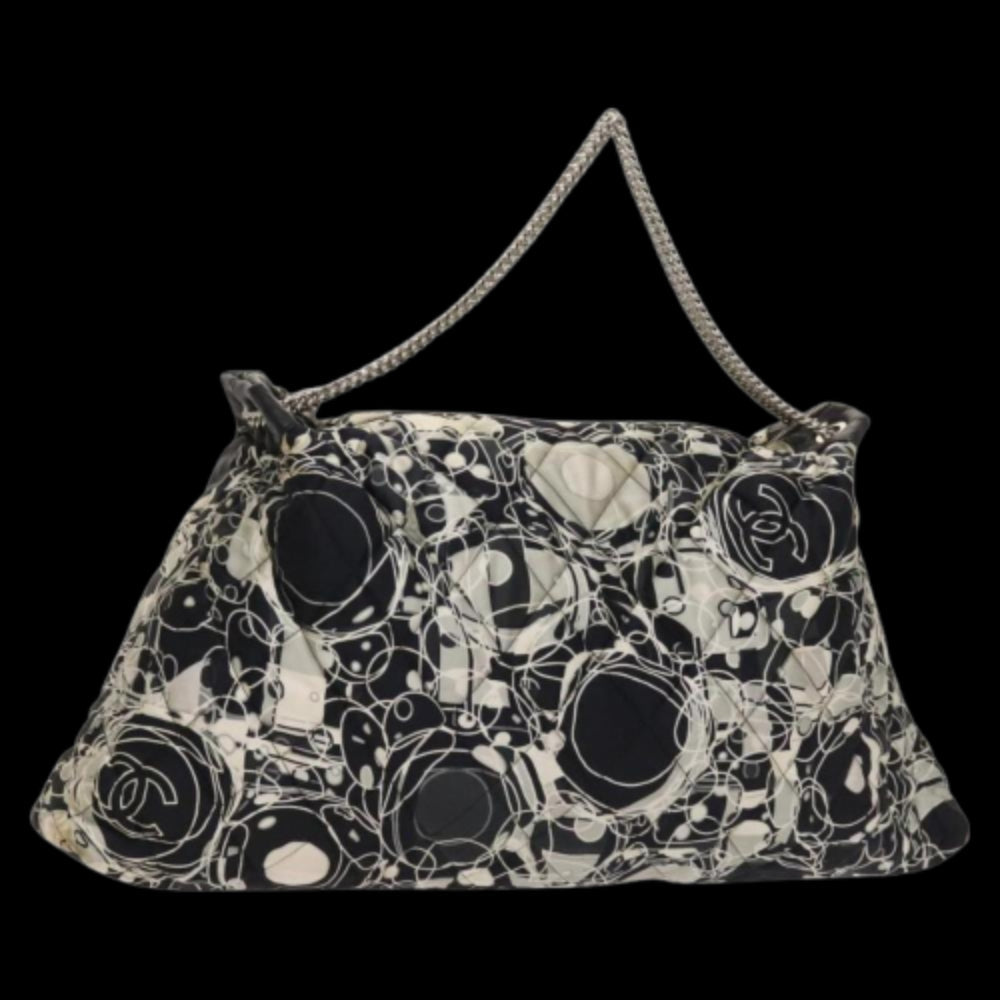 Black Silk Chanel Shoulder Bag