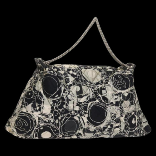 Black Silk Chanel Shoulder Bag