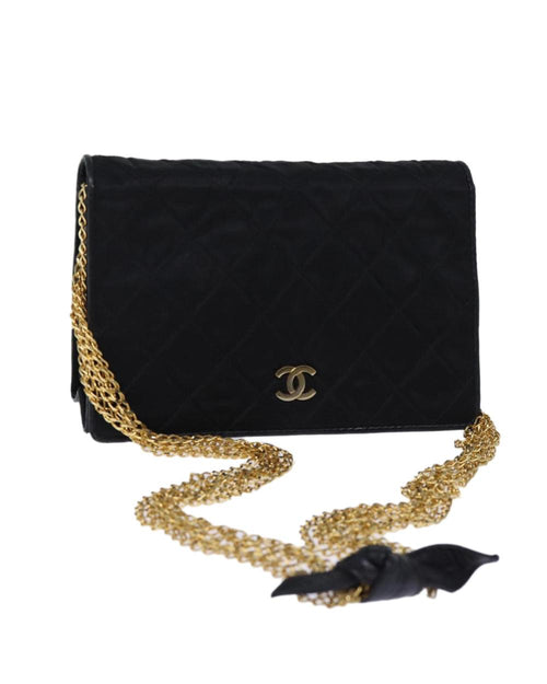 Black Silk Chanel Shoulder Bag