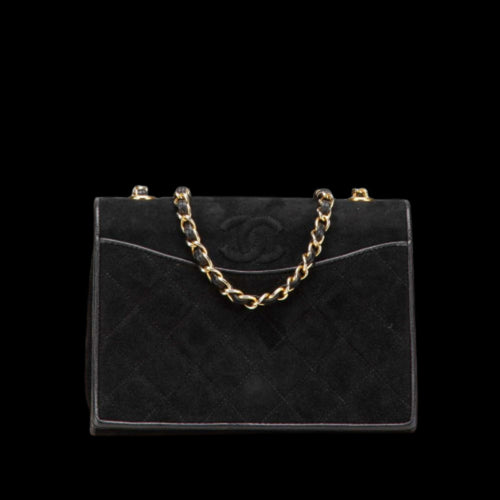 Black Suede Chanel Crossbody Bag