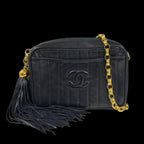 Black Suede Chanel Shoulder Bag