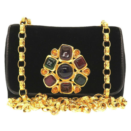 Black Suede Chanel Shoulder Bag