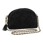 Black Suede Chanel Shoulder Bag