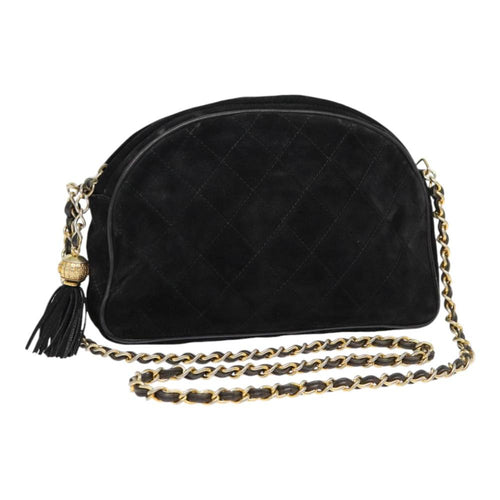 Black Suede Chanel Shoulder Bag