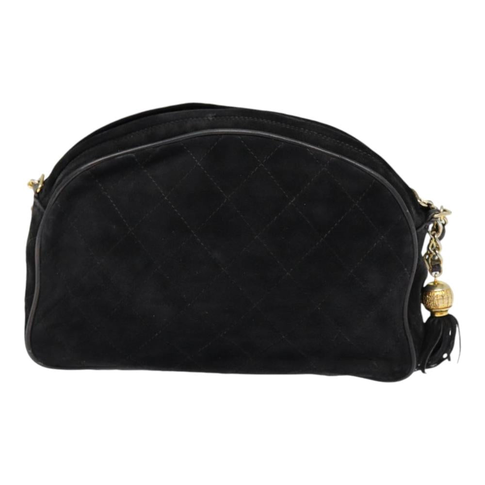 Black Suede Chanel Shoulder Bag