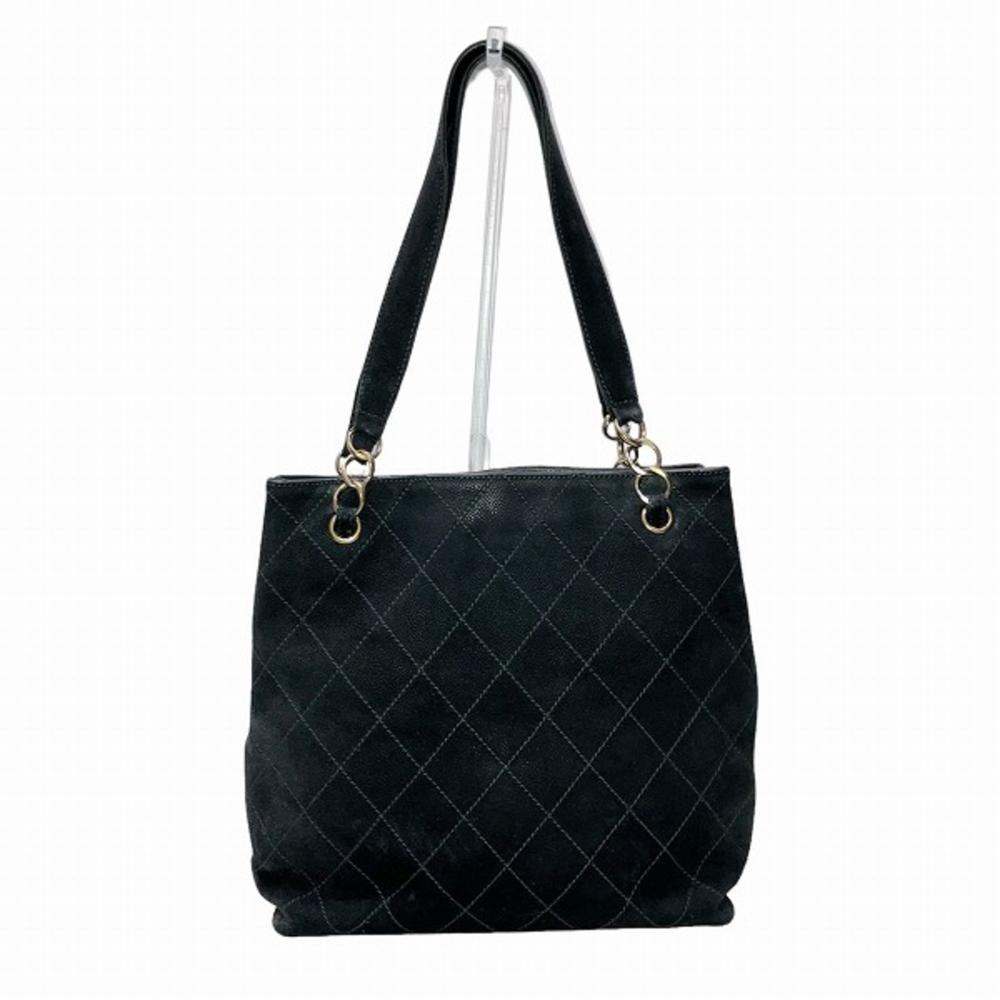 Black Suede Chanel Shoulder Bag