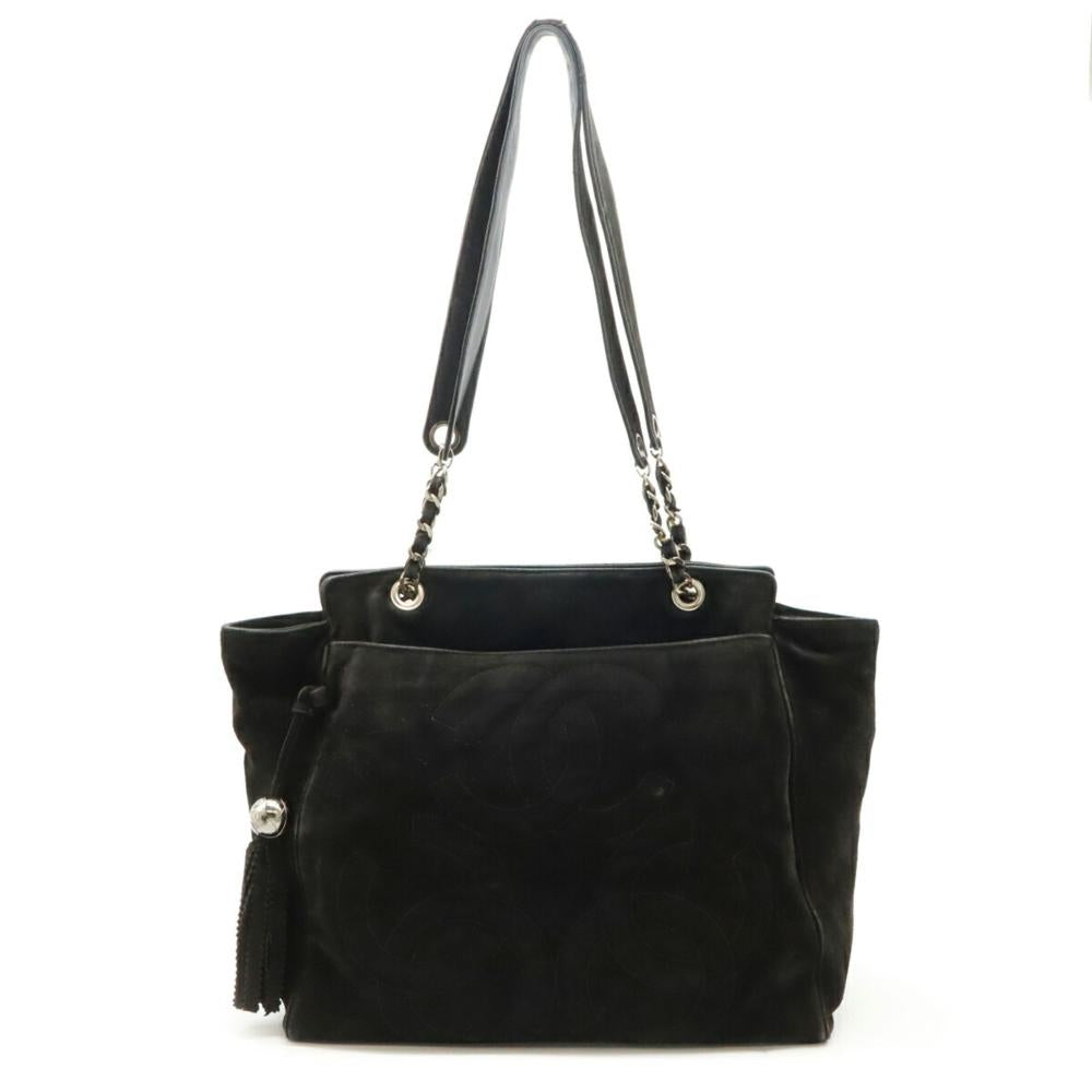 Black Suede Chanel Shoulder Bag