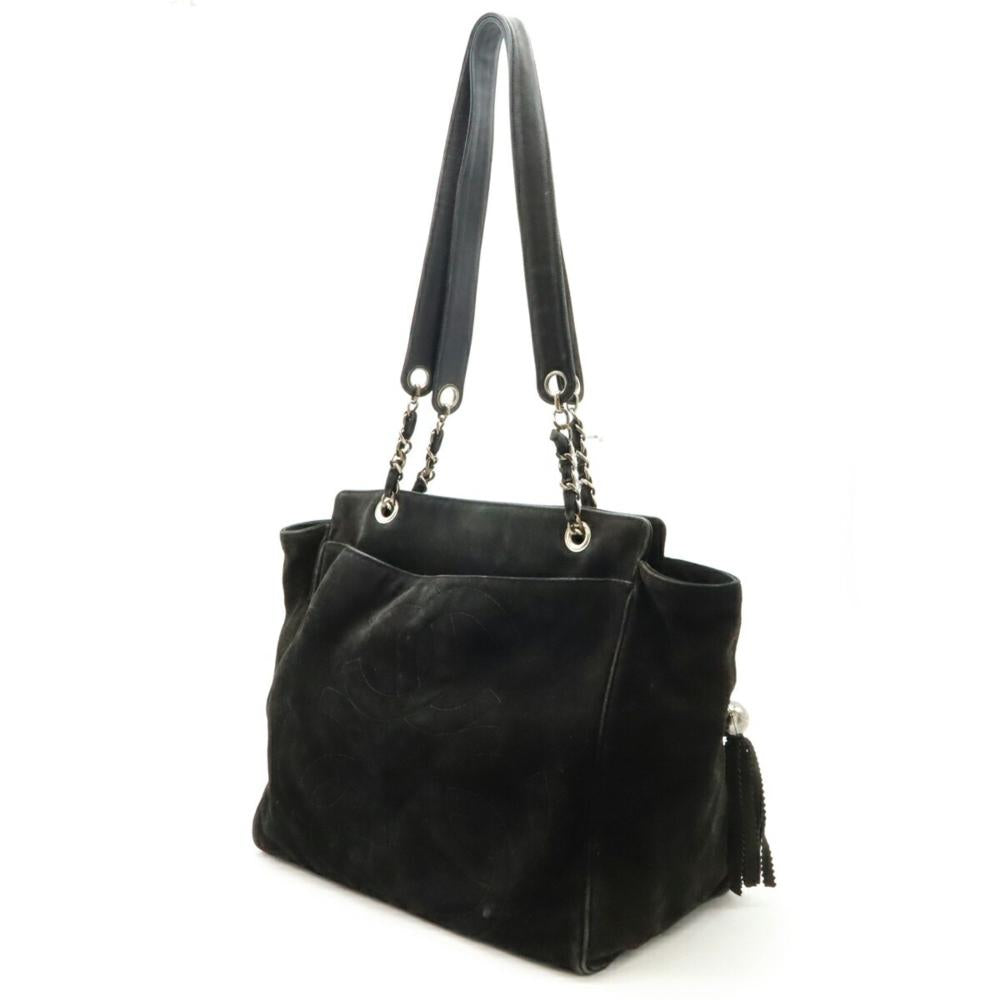Black Suede Chanel Shoulder Bag