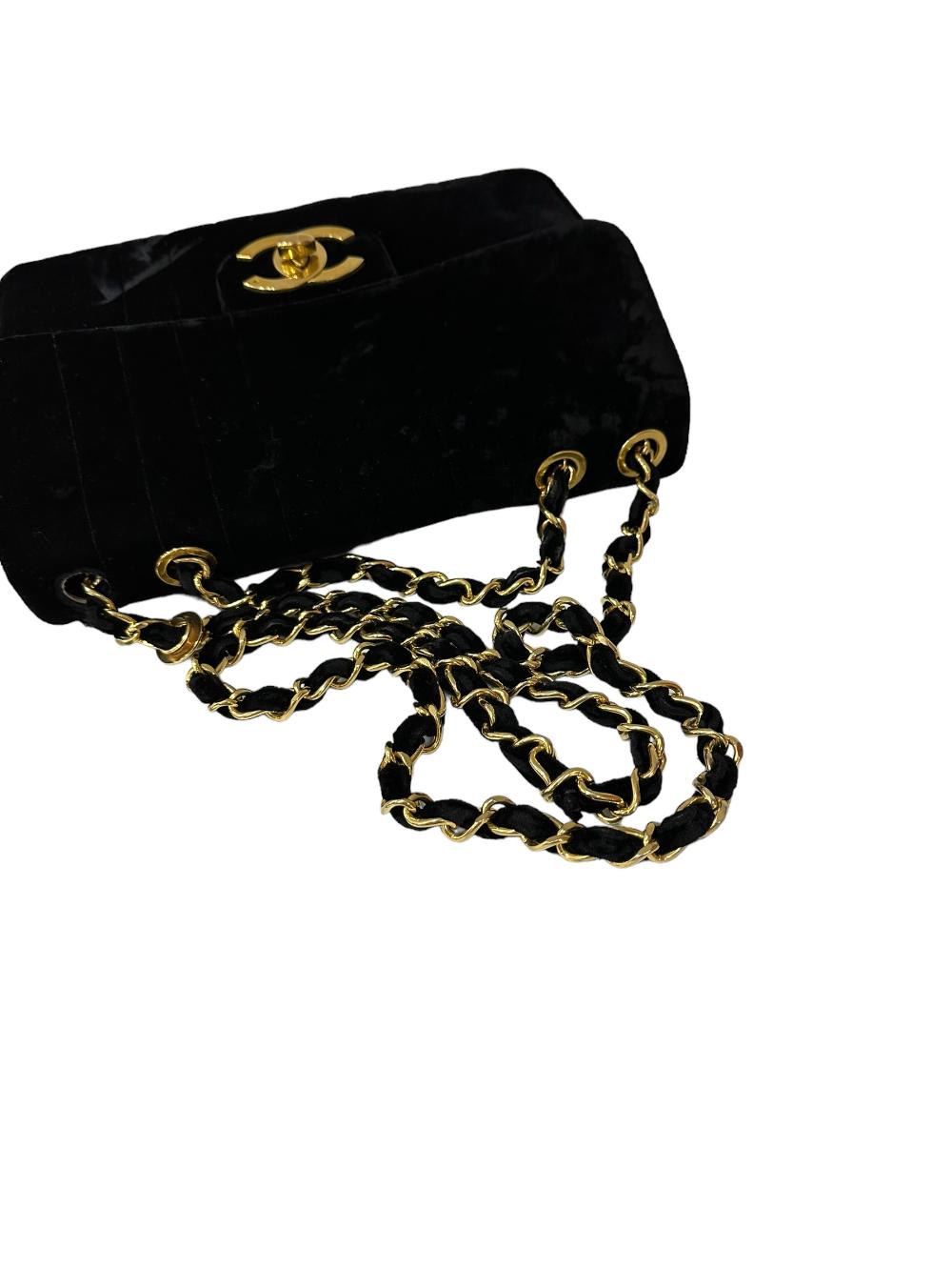 Black Velvet Chanel Flap Bag