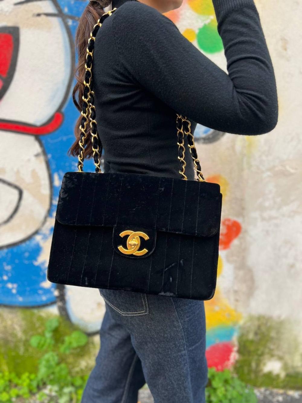 Black Velvet Chanel Flap Bag