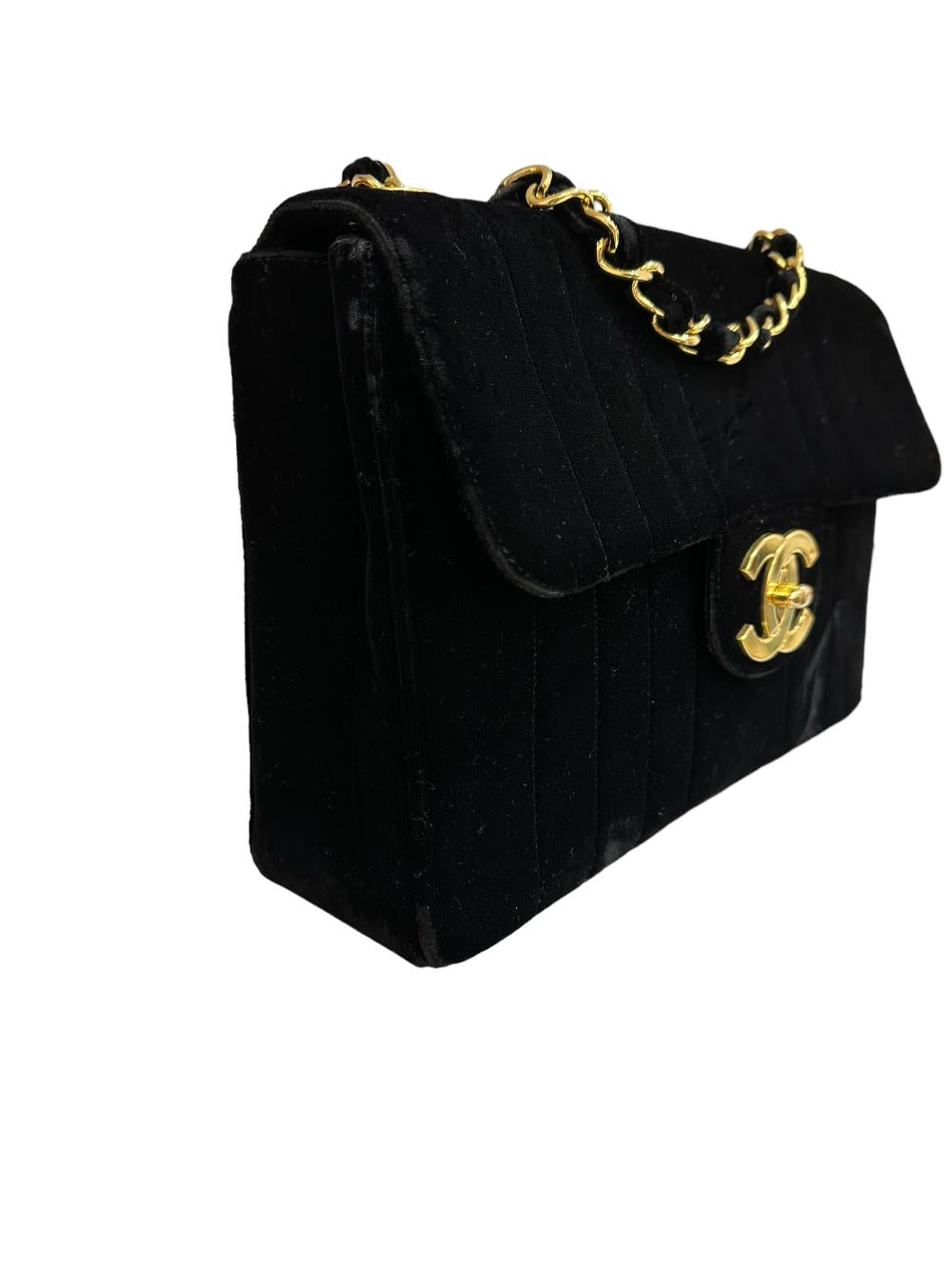 Black Velvet Chanel Flap Bag