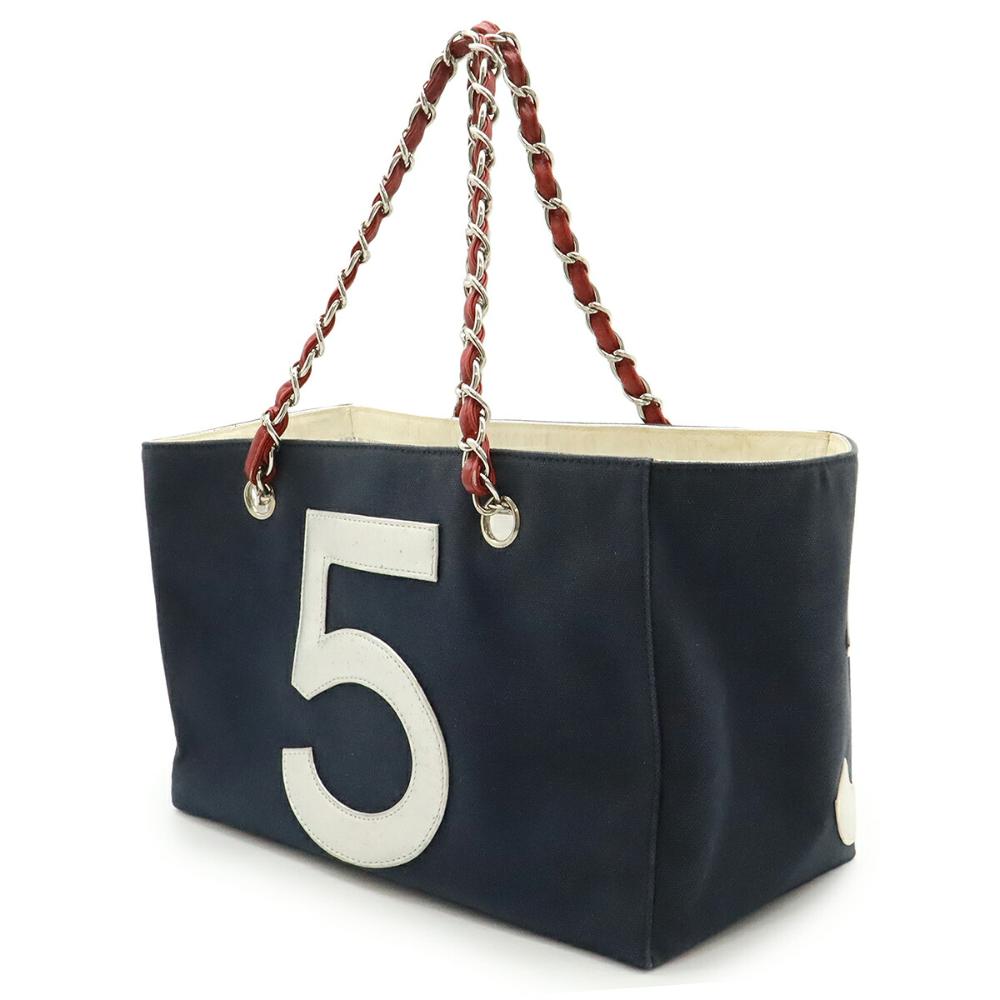 Blue Canvas Chanel Shoulder Bag