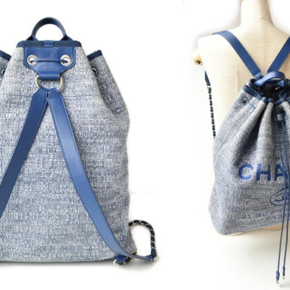 Blue Fabric Chanel Backpack