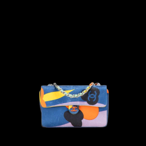 Blue Fabric Chanel Shoulder Bag