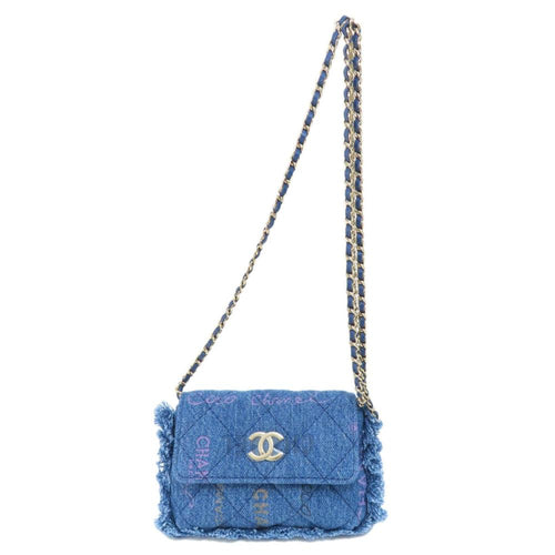 Blue Fabric Chanel Shoulder Bag