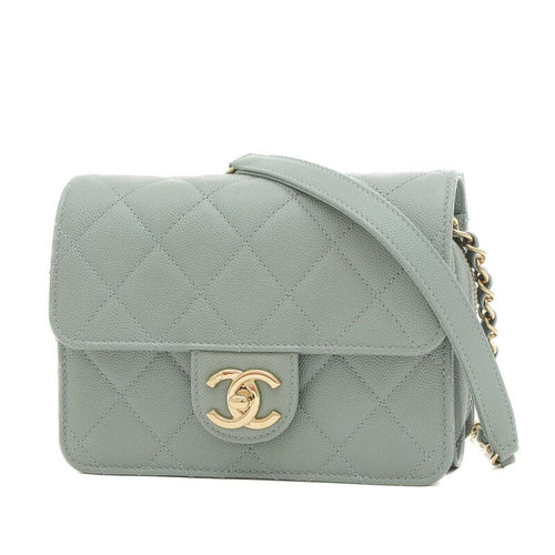 Blue Fabric Chanel Shoulder Bag