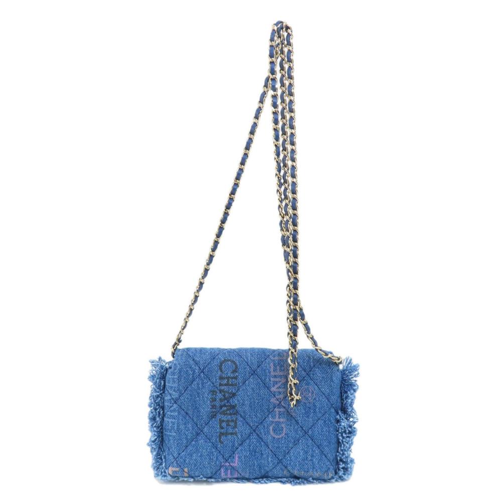 Blue Fabric Chanel Shoulder Bag