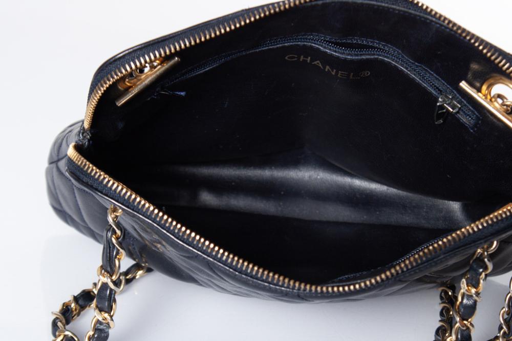 Blue Leather Chanel Crossbody Bag