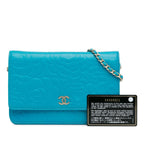 Blue Leather Chanel Wallet On Chain
