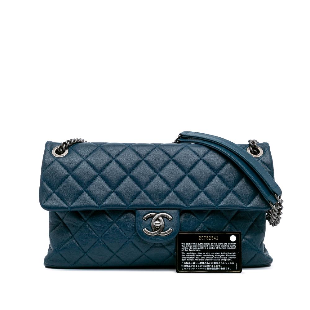 Blue Leather Chanel Flap Bag