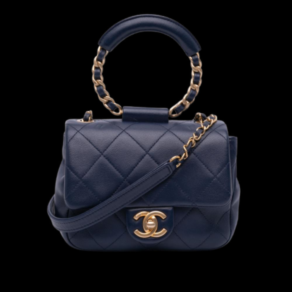Blue Leather Chanel Flap Bag
