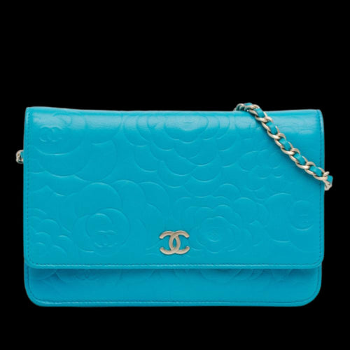 Blue Leather Chanel Wallet On Chain