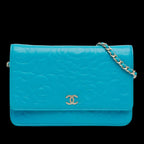 Blue Leather Chanel Wallet On Chain