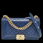 Blue Leather Chanel Flap Bag