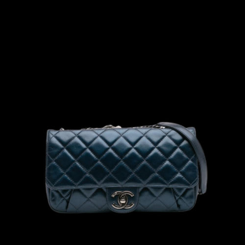 Blue Leather Chanel Flap Bag