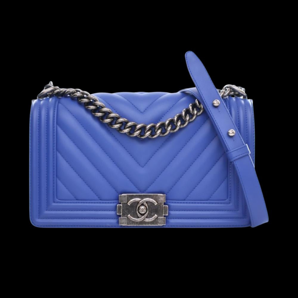 Blue Leather Chanel Flap Bag