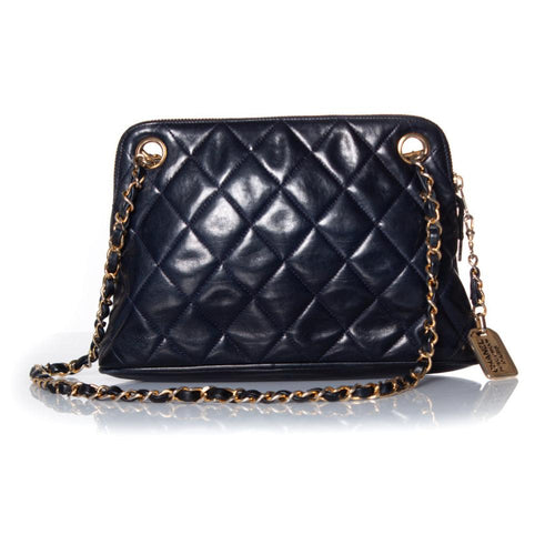 Blue Leather Chanel Crossbody Bag