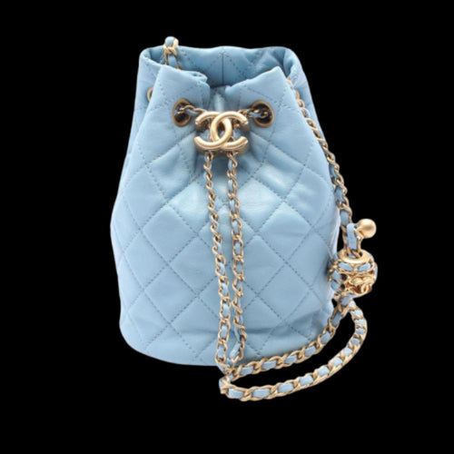 Blue Leather Chanel Bucket Bag