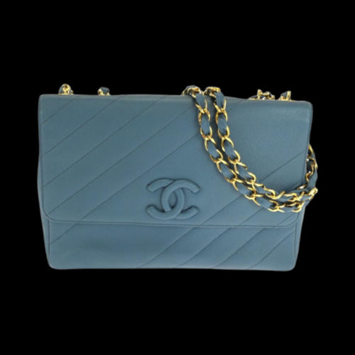 Blue Leather Chanel Shoulder Bag