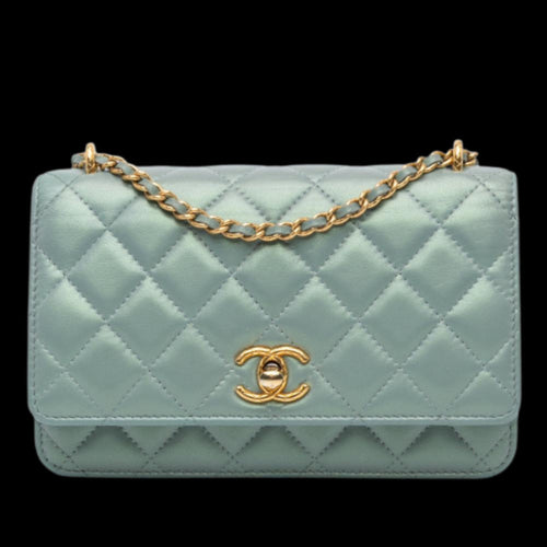 Blue Leather Chanel Wallet On Chain