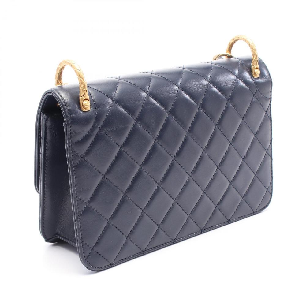 Blue Leather Chanel Crossbody Bag