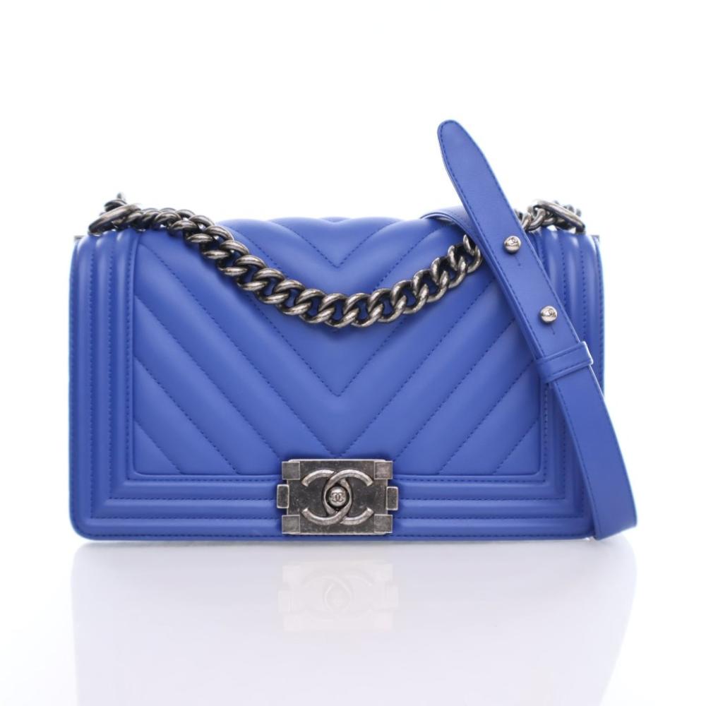 Blue Leather Chanel Flap Bag