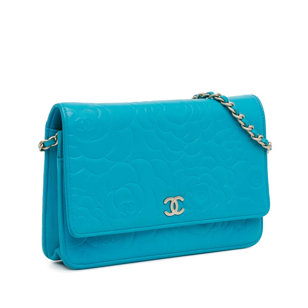 Blue Leather Chanel Wallet On Chain