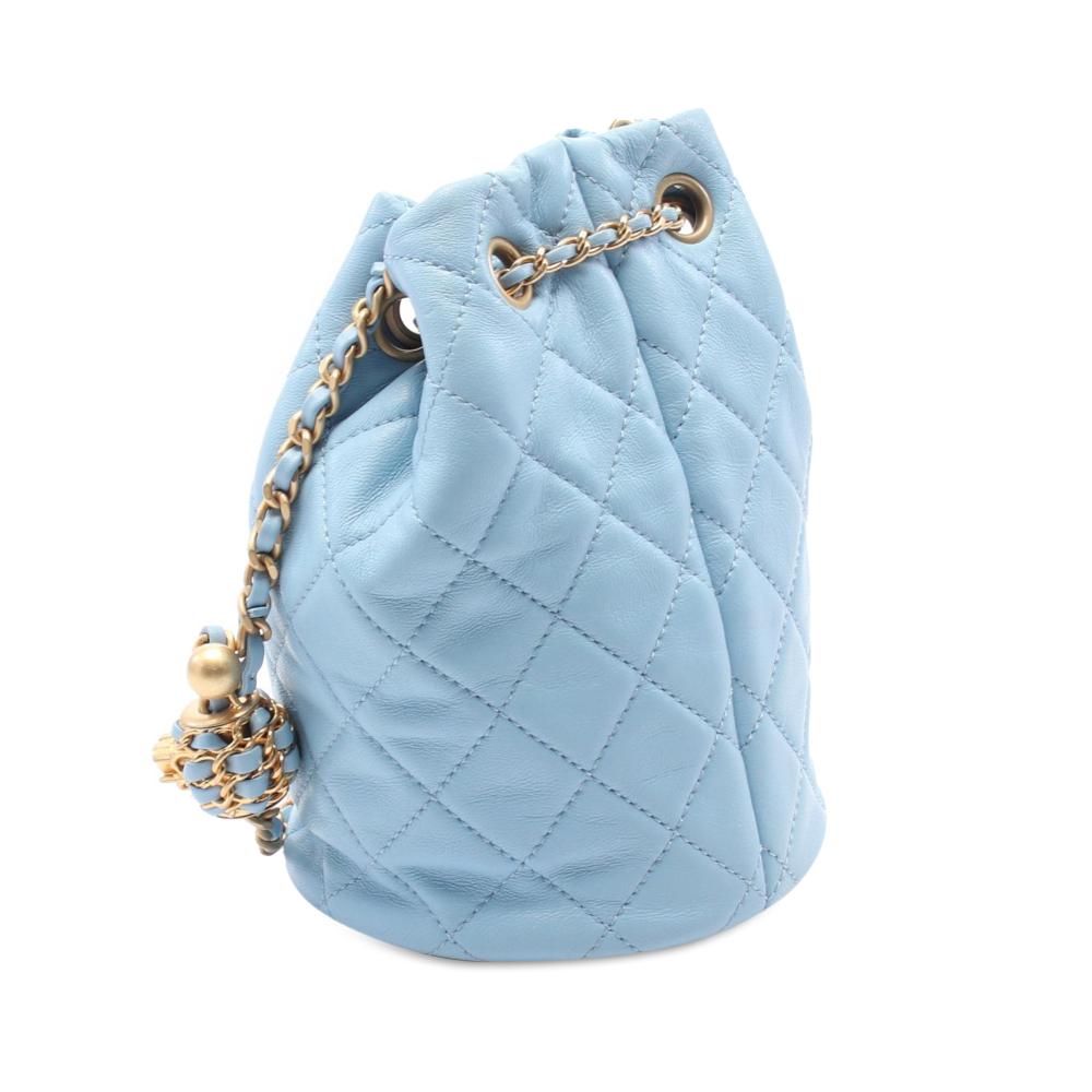 Blue Leather Chanel Bucket Bag