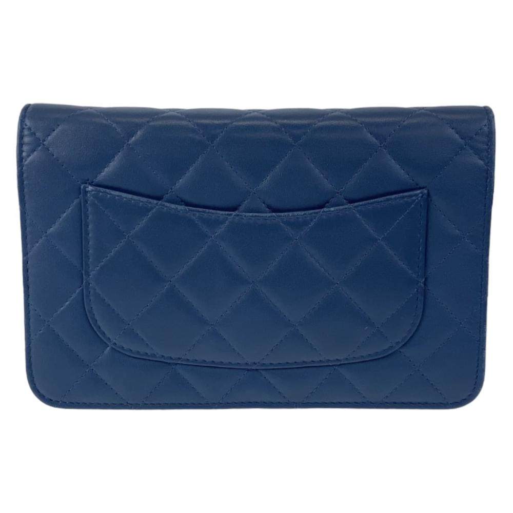 Blue Leather Chanel Wallet On Chain