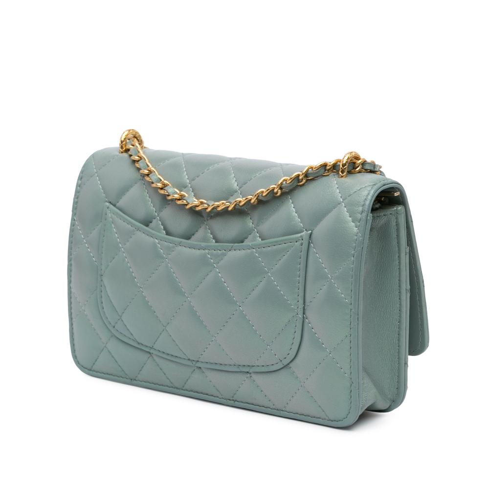 Blue Leather Chanel Wallet On Chain