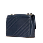 Blue Leather Chanel Crossbody Bag