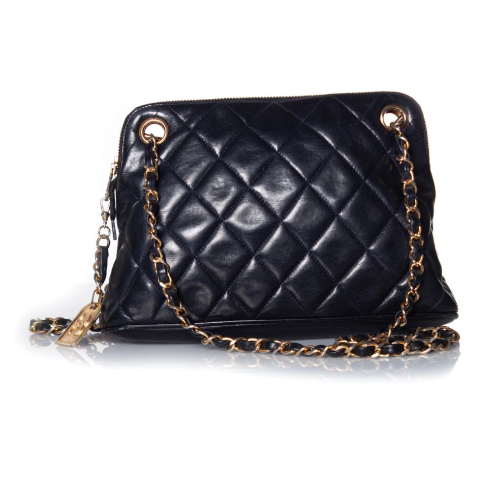 Blue Leather Chanel Crossbody Bag