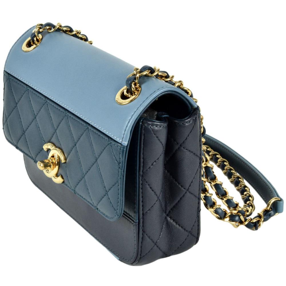 Blue Leather Chanel Flap Bag