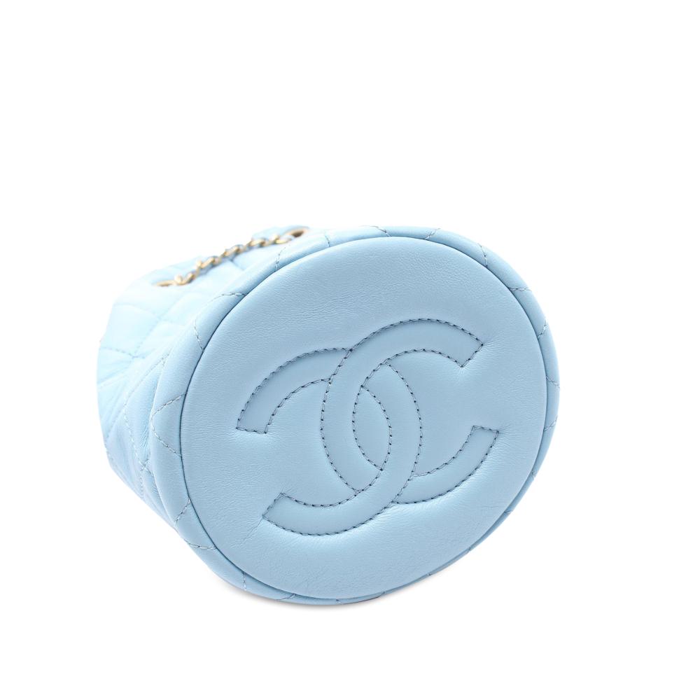 Blue Leather Chanel Bucket Bag