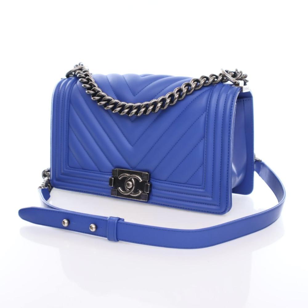 Blue Leather Chanel Flap Bag