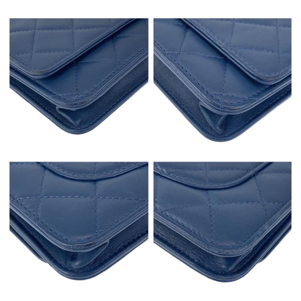Blue Leather Chanel Wallet On Chain