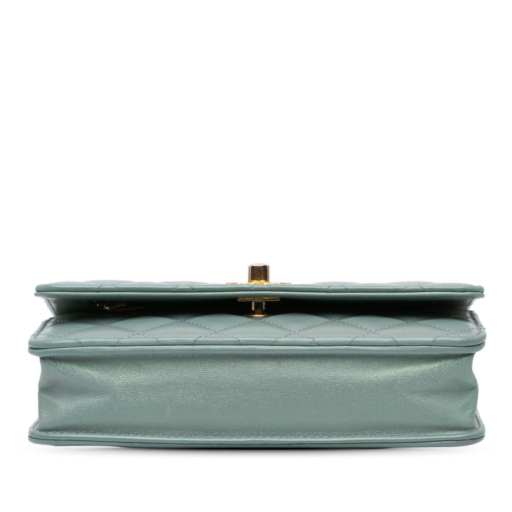 Blue Leather Chanel Wallet On Chain